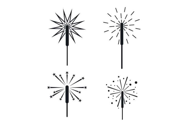 sparkler-fireworks-bonfire-icons-set-simple-style