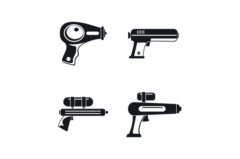 squirt-gun-water-pistol-icons-set-simple-style