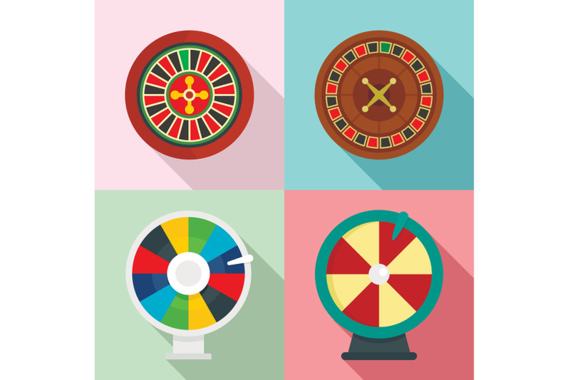 roulette-wheel-fortune-icons-set-flat-style