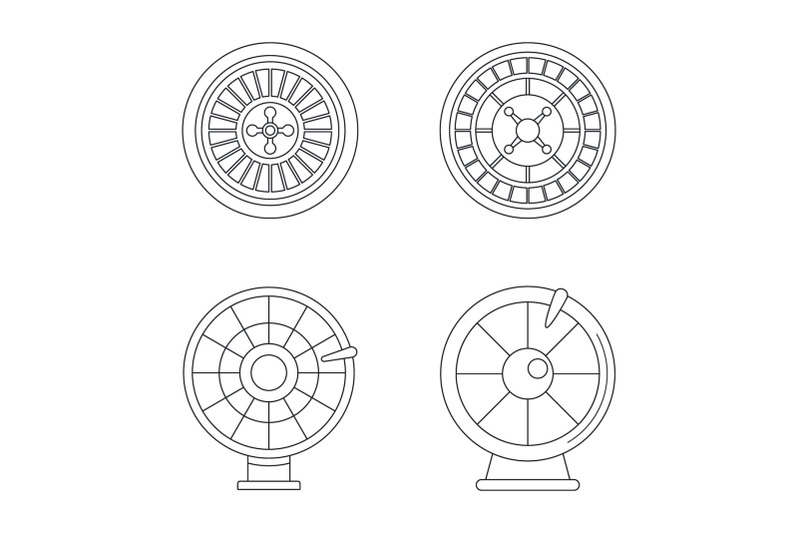 roulette-wheel-fortune-icons-set-outline-style