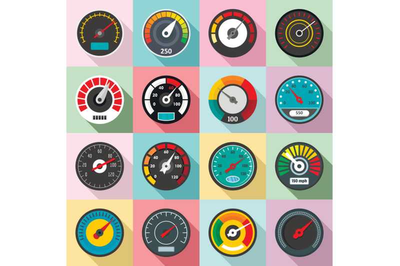 speedometer-level-indicator-icons-set-flat-style