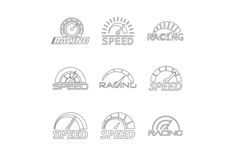 speedometer-level-panel-logo-set-outline-style