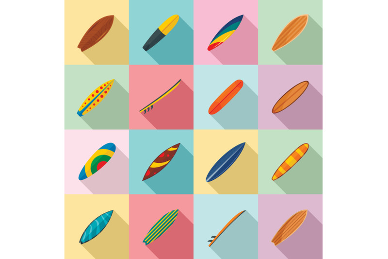 surfboard-surf-board-icons-set-flat-style