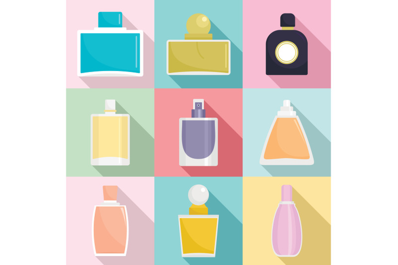 fragrance-bottles-perfume-icons-set-flat-style