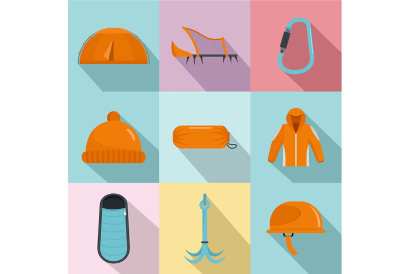 warm-inventory-icons-set-flat-style