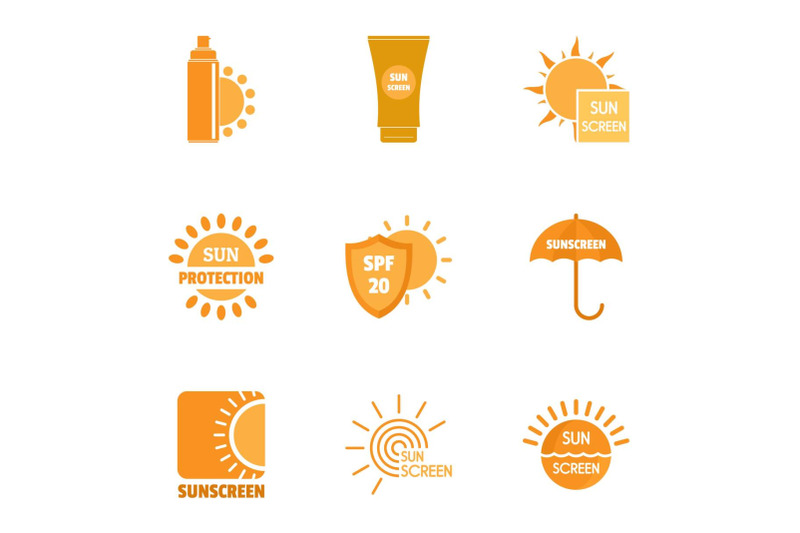 sunscreen-icons-set-simple-style