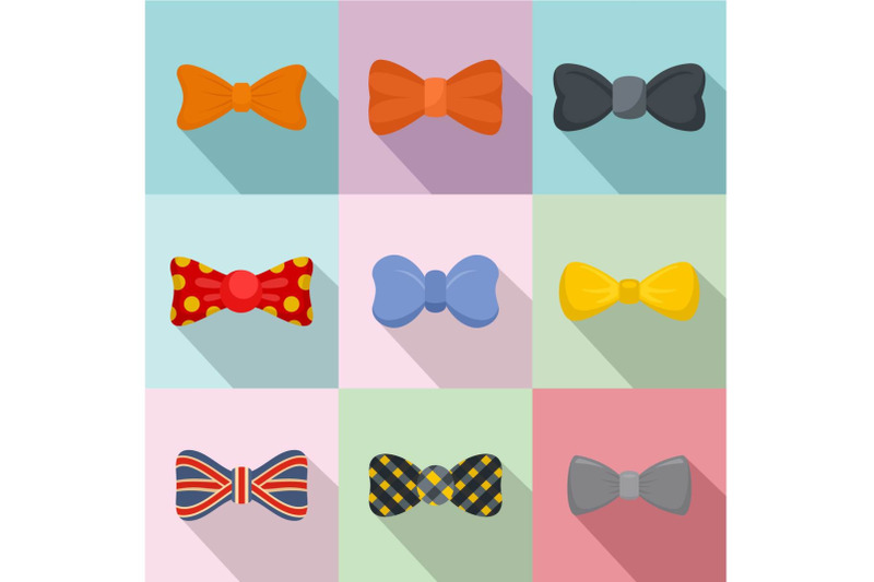 bow-tie-icons-set-flat-style