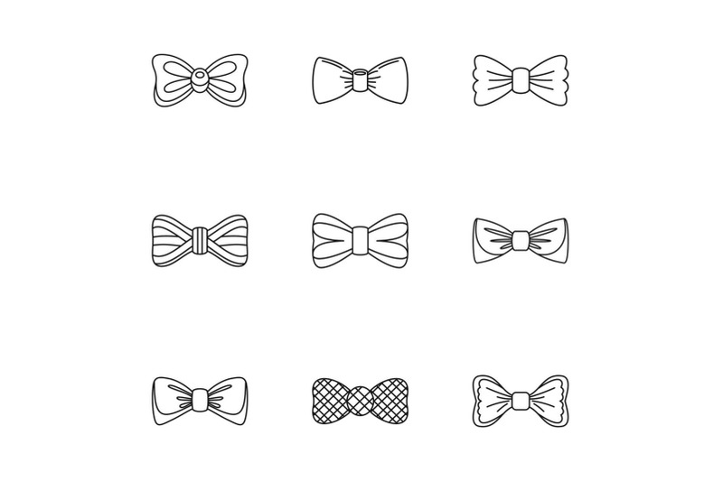 tie-icons-set-outline-style