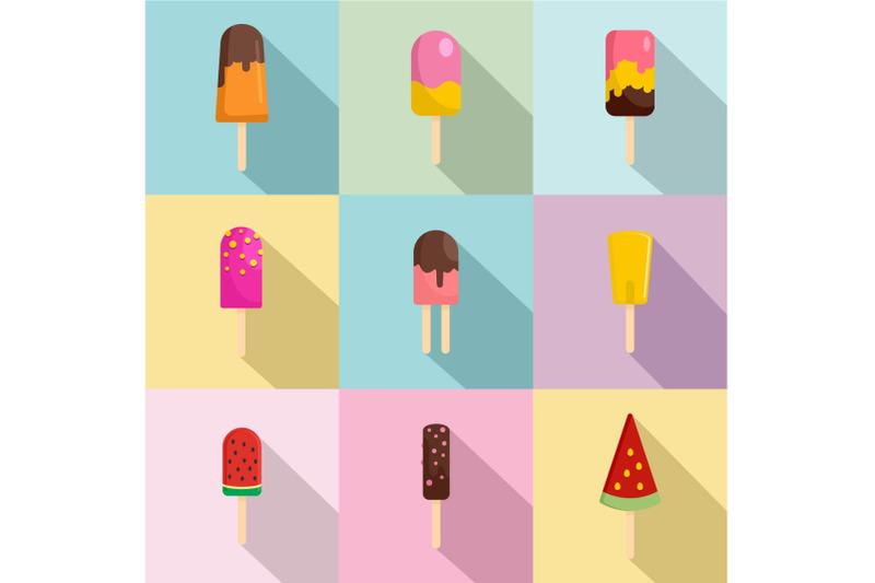 tasty-sundae-icons-set-flat-style