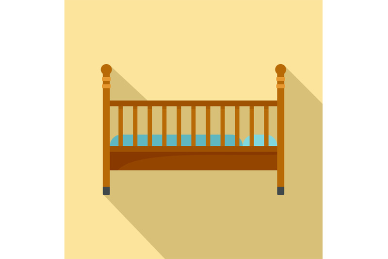 wood-baby-bed-icon-flat-style