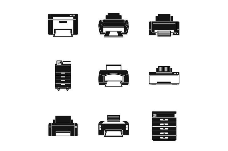 office-technical-specialist-icons-set-simple-style