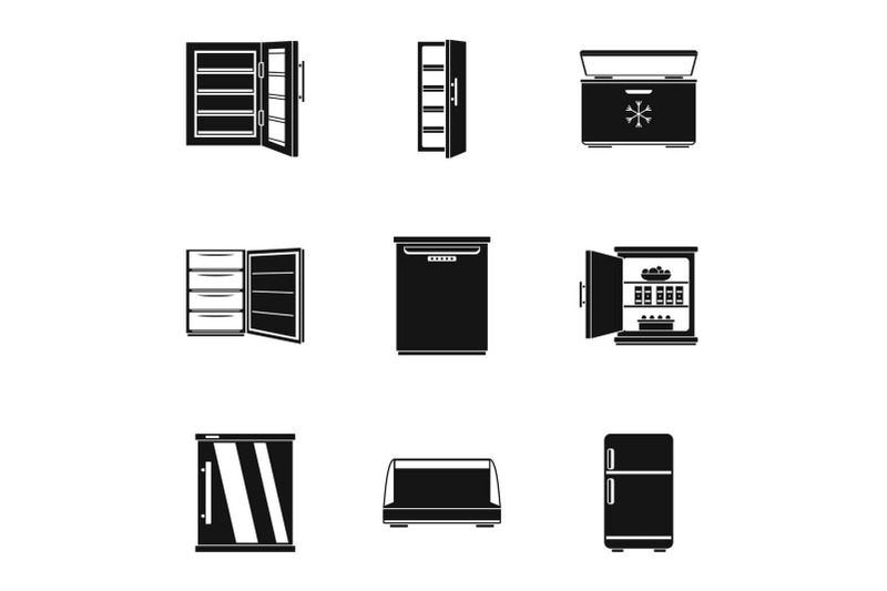 refrigerator-icons-set-simple-style