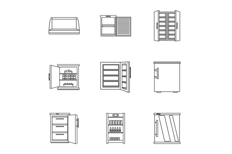 refrigerating-chamber-icons-set-outline-style
