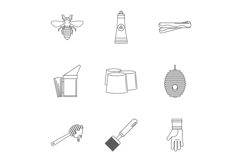 honey-commodity-icons-set-outline-style
