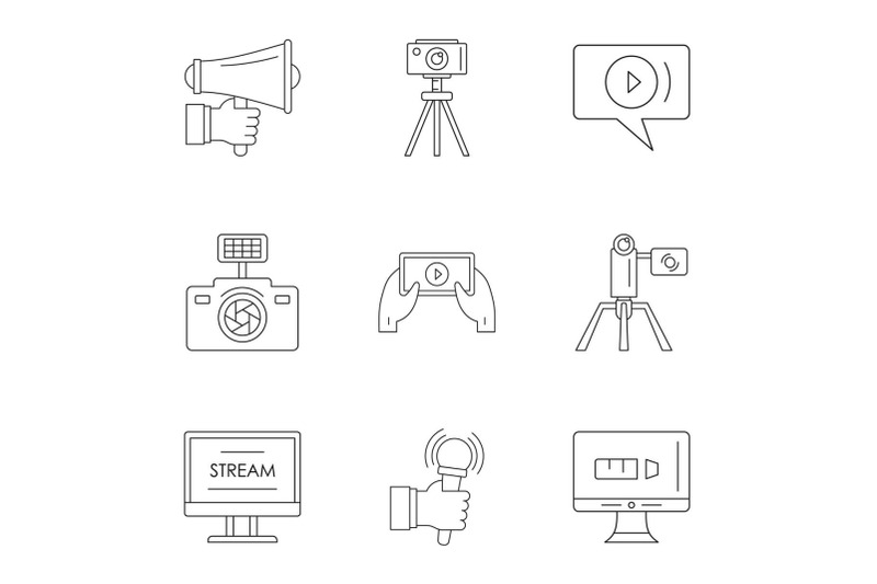 blockbuster-icons-set-outline-style