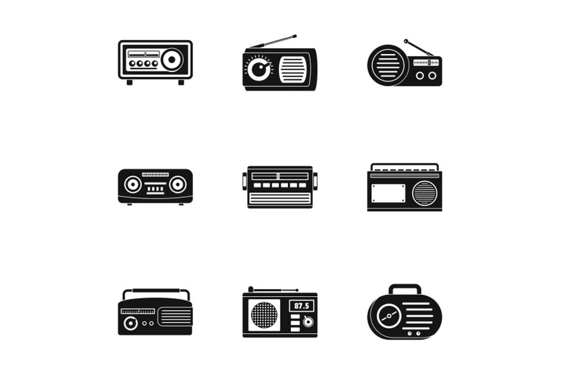 radio-icons-set-simple-style