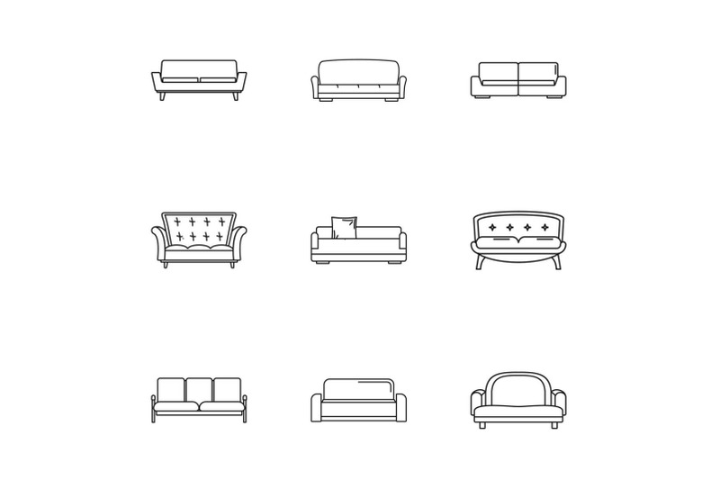 divan-icons-set-outline-style