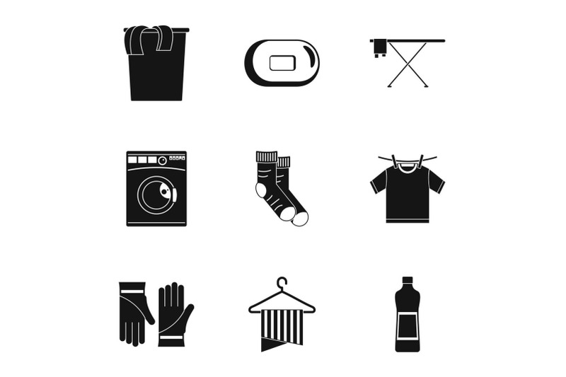 laundry-room-icons-set-simple-style