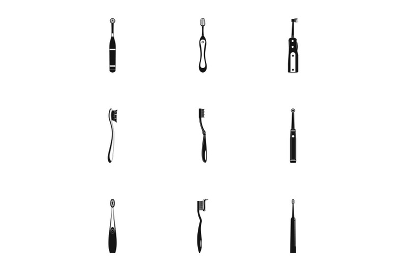 toothbrush-icons-set-simple-style