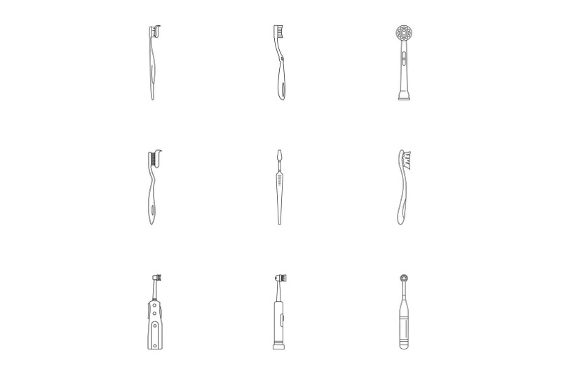 tooth-icons-set-outline-style