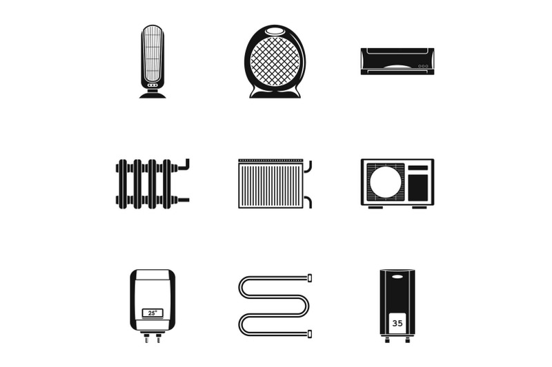 bathtub-icons-set-simple-style