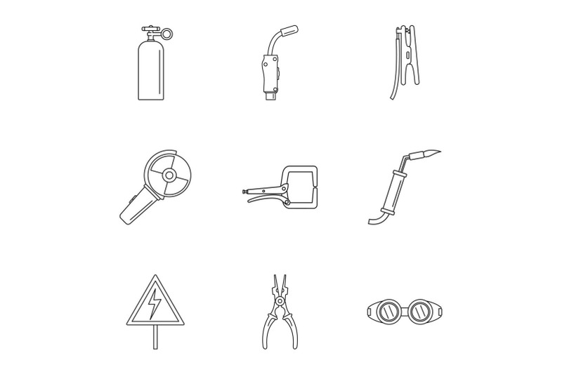 hard-worker-icons-set-outline-style