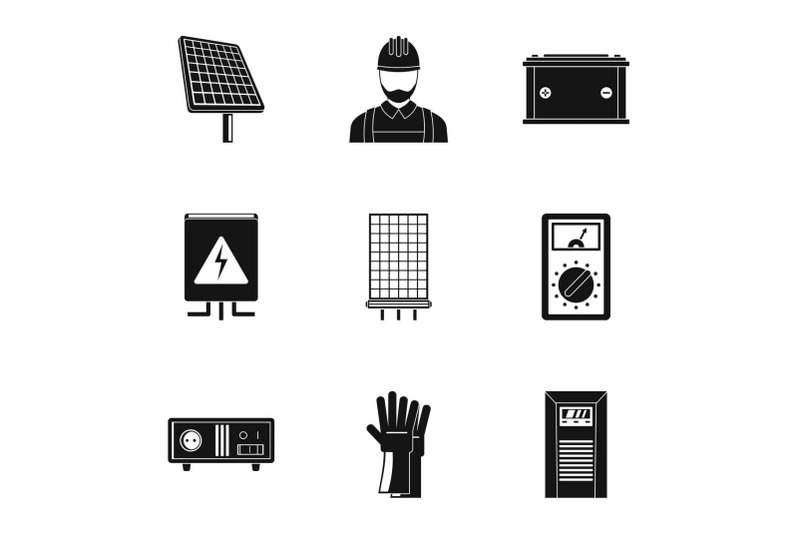 electrician-icons-set-simple-style