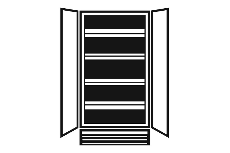 open-glass-fridge-icon-simple-style