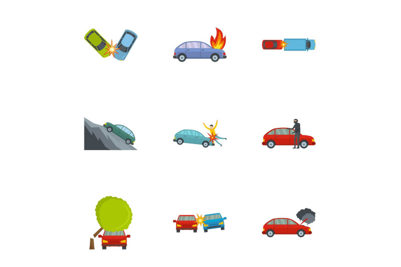 car-crash-icons-set-cartoon-style