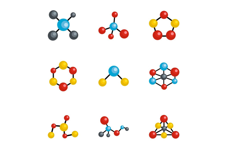 molecule-icons-set-cartoon-style