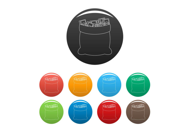 much-money-icons-set-color-vector