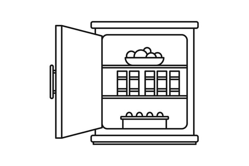 open-food-fridge-icon-outline-style