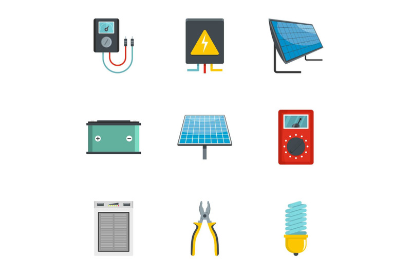 electricity-tool-icons-set-cartoon-style