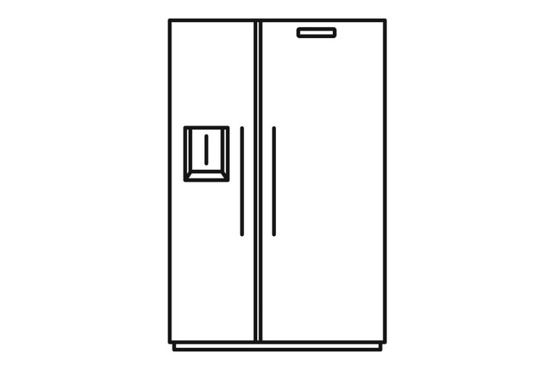 double-door-fridge-icon-outline-style