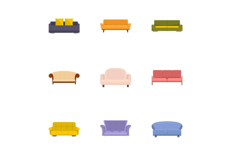 sofa-bed-icons-set-cartoon-style