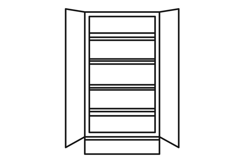 open-glass-fridge-icon-outline-style