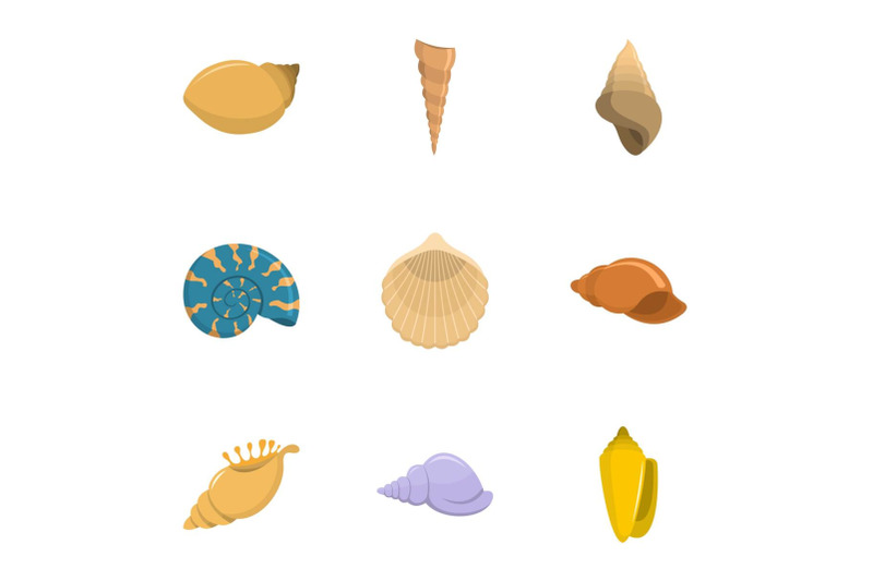 seashell-icons-set-cartoon-style