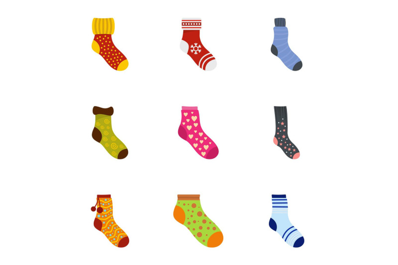 sock-icons-set-cartoon-style