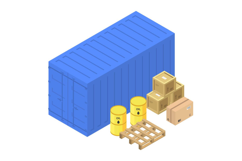 port-container-box-icon-isometric-style