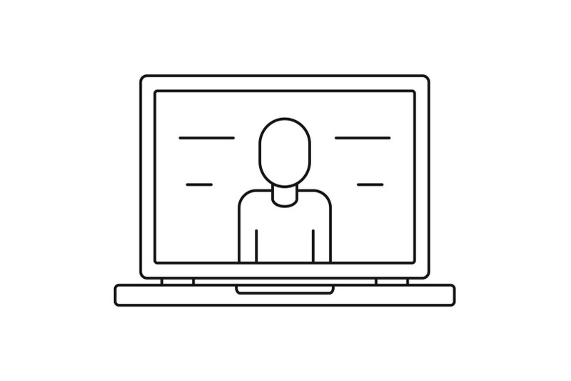 video-laptop-chat-icon-outline-style