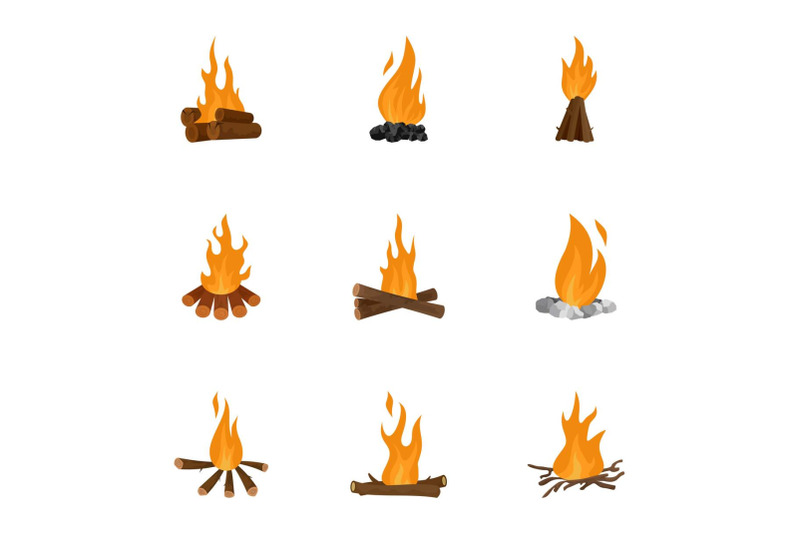 bonfire-icons-set-cartoon-style