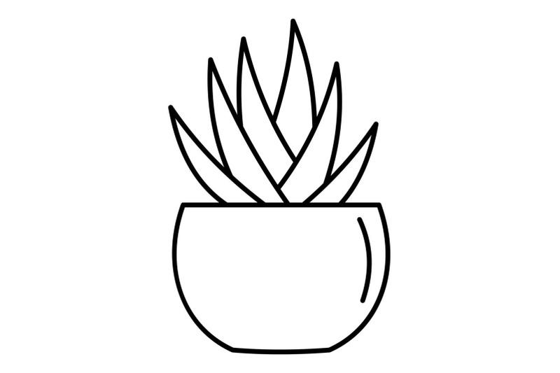 round-pot-aloe-icon-outline-style