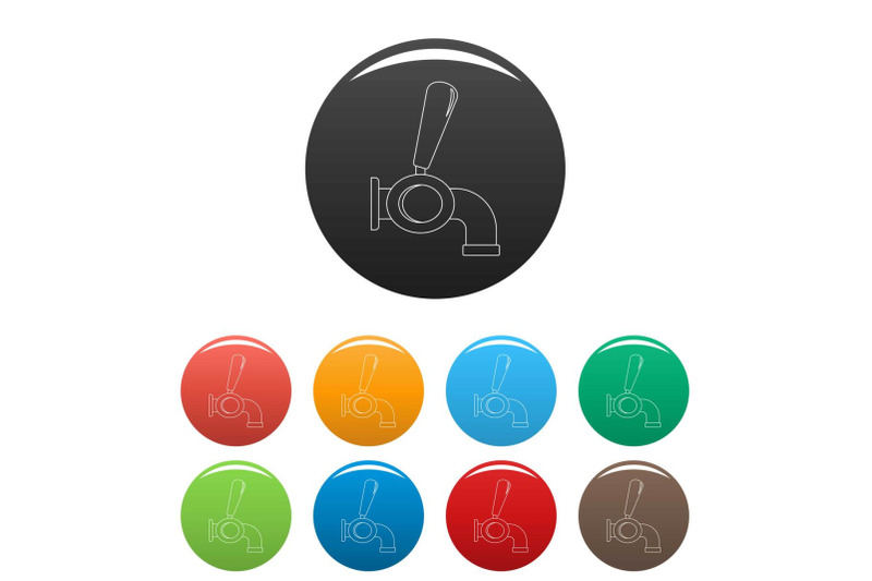 beer-tap-icons-set-color-vector