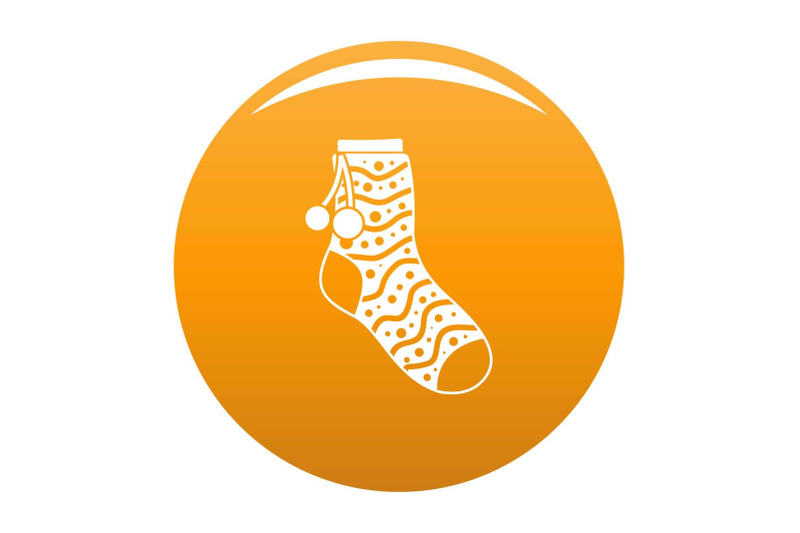 sock-with-pompon-icon-vector-orange