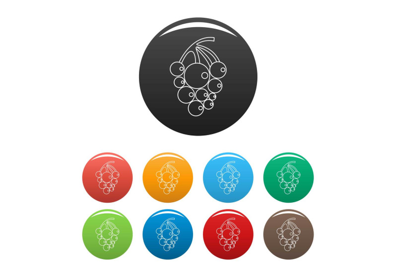 ripe-grape-icons-set-color-vector