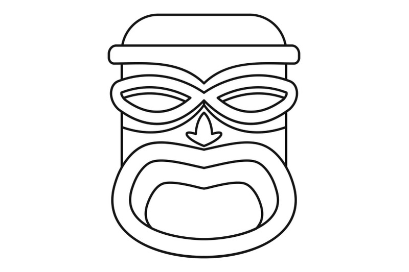 hawaii-wood-tiki-idol-icon-outline-style