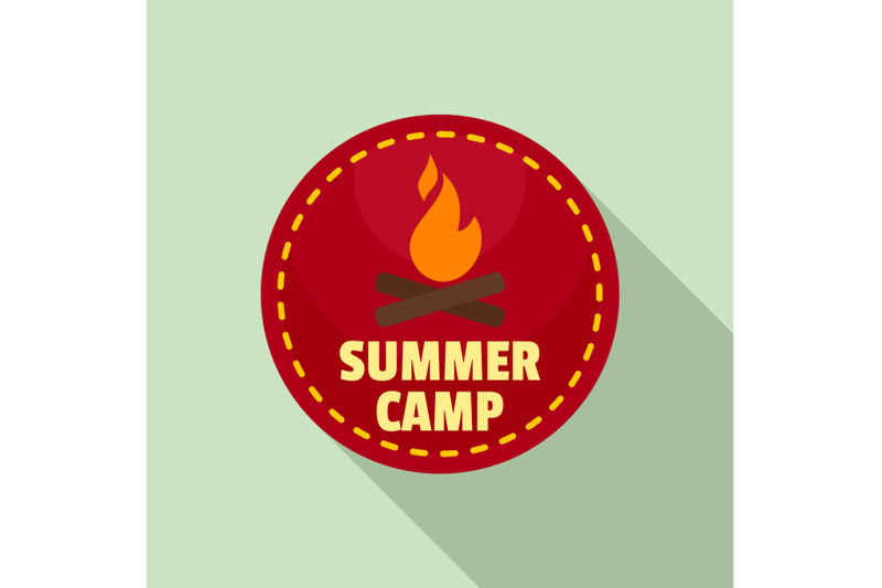 summer-camp-fire-logo-flat-style