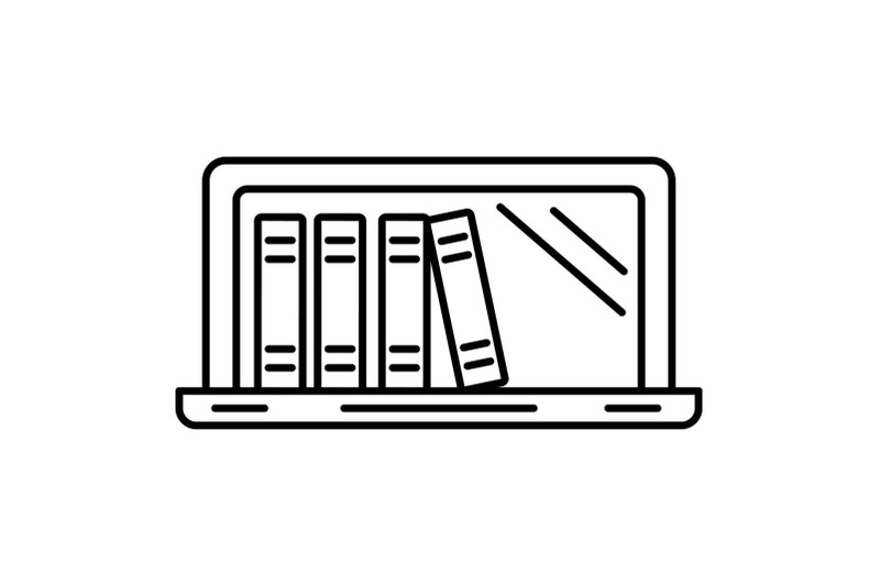 laptop-book-library-icon-outline-style