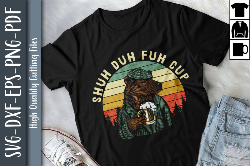 shuh-duh-fuh-cup-bear-beer-camping