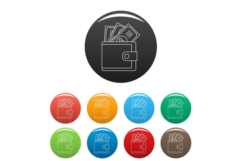 wallet-icons-set-color-vector
